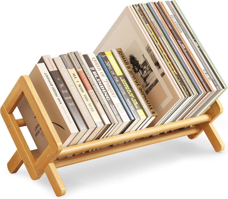 Aofure Premium Tilting Desktop Bookshelf, Wood Desk Bookshelf, Retro Book Rack Shelf Organizer, Stable Bookshelves Storage, Tabletop Bookcase, Large Textbook Storage for CDs/Magazine/Books Display - Image 1